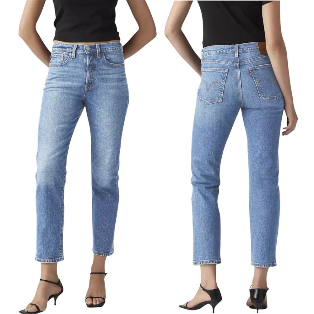 Levi's Jeans Wedgie High Rise Denim Cotton Light Wash Button Fly W28 Tapered Leg